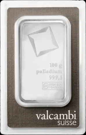 Sztabka 100g palladu Valcambi - Front