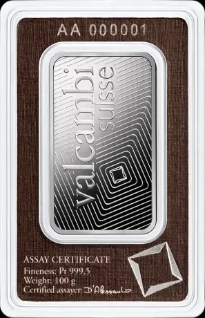 Sztabka 100g platyny Valcambi - Back