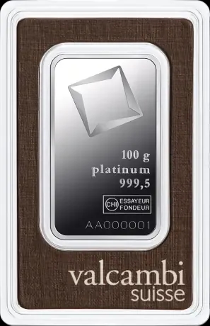 Sztabka 100g platyny Valcambi - Front