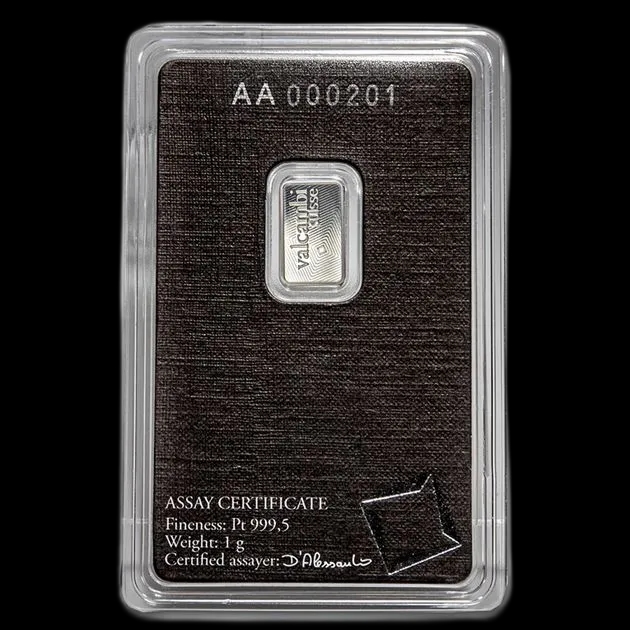 Sztabka 1g platyny Valcambi - Back