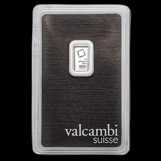 Sztabka 1g platyny Valcambi - Front