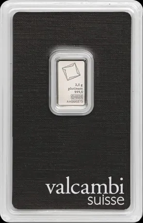 Sztabka 2,5g platyny Valcambi - Front