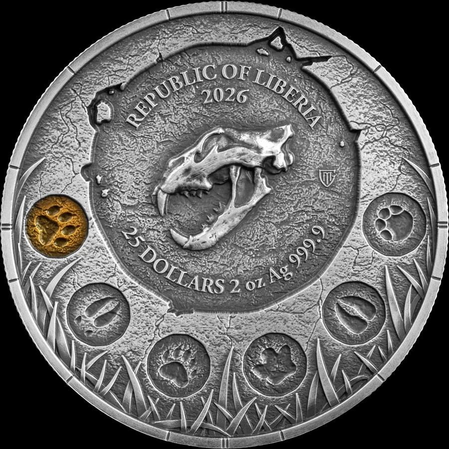 Megafauna Cave Lion 2 uncje srebra Ultra High Relief 2026 - Back