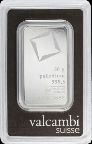Sztabka 50g palladu Valcambi - Front