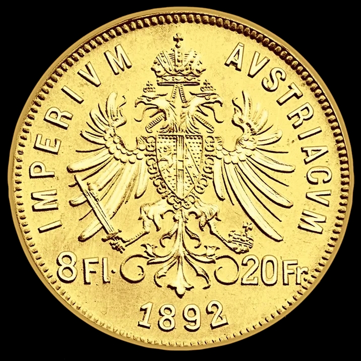 8 Guldenów Austriackich 1892 Nowe Bicie - Back