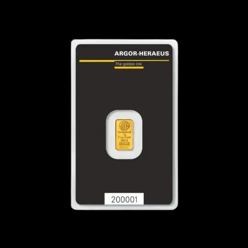 Sztabka 1g złota Argor-Heraeus - Front