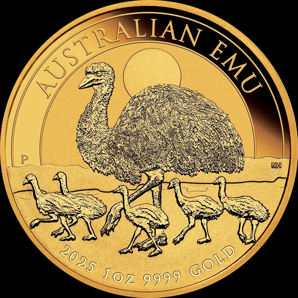 Australijski Emu 1 uncja Złota 2025 - Front