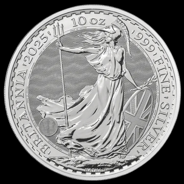 Britannia 10 uncji Srebra 2025 - Front