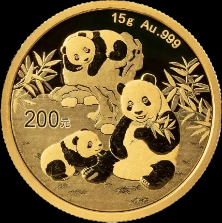 Chińska Panda 15g złota 2025 - Front