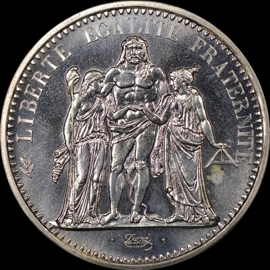 Srebrna Moneta 10 Franków Francuskich Herkules Losowe Lata - Front