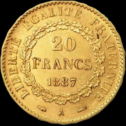 20 Franków Francuskich Genie Różne Roczniki - Back