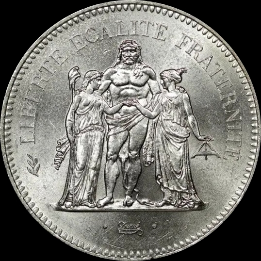 Srebrna Moneta 50 Franków Francuskich Herkules Losowe Lata - Front