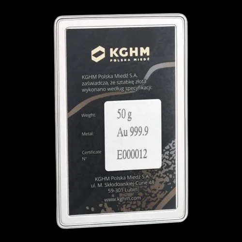 Sztabka 50g złota KGHM - Back
