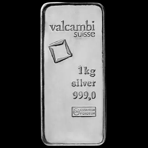 Sztabka 1000g srebra Valcambi - Front