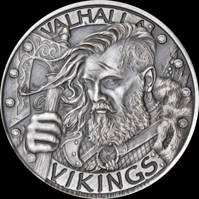 Vikings 1 uncja Srebra 2022 Antiqued - Front