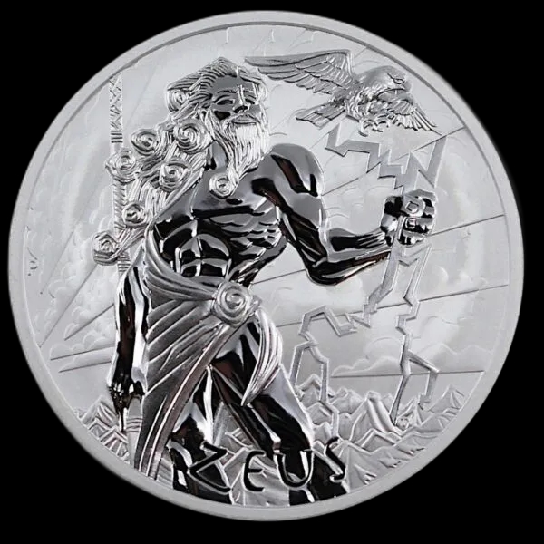 Zeus Bogowie Olimpu 1 uncja srebra 2020 - Front