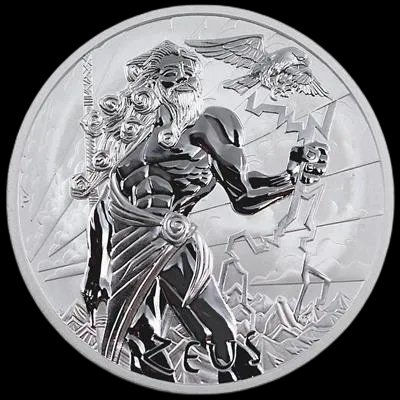 Zeus Bogowie Olimpu 5 uncji srebra 2021 - Front