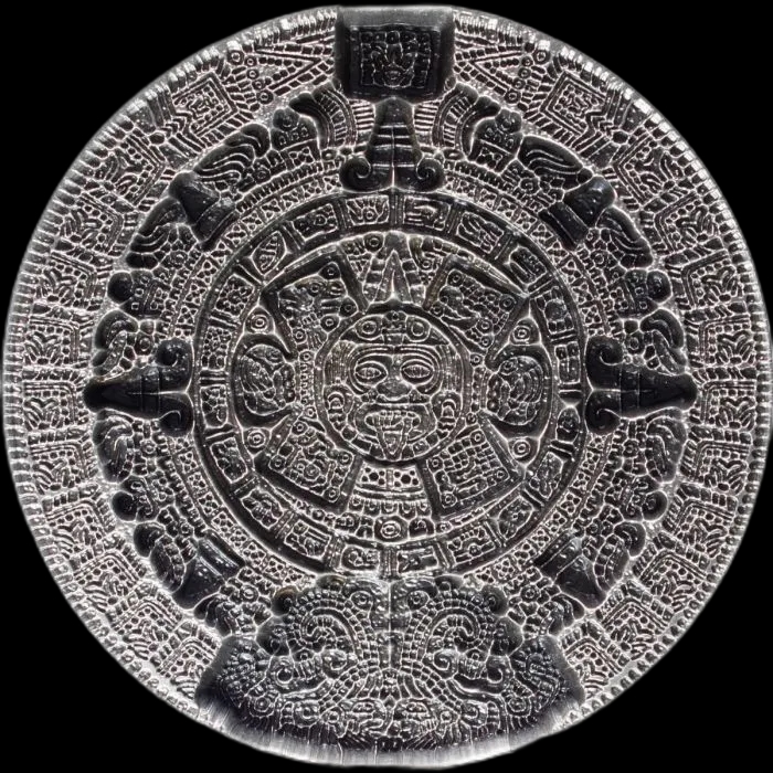 Aztec Sun Stone Stacker 2 uncje srebra - Back