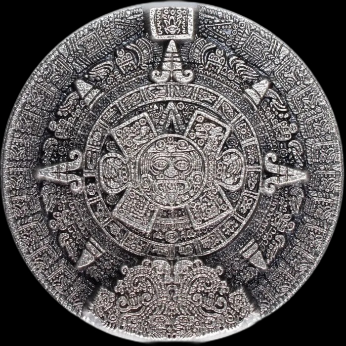 Aztec Sun Stone Stacker 2 uncje srebra - Front