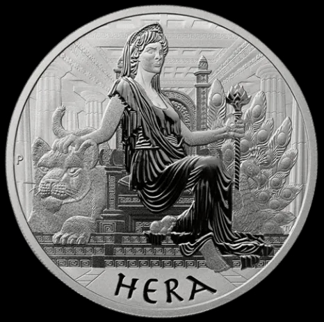 Hera Bogowie Olimpu 5 uncji srebra 2022 - Front