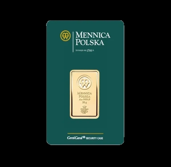 Sztabka 20g złota Mennica Polska - Front
