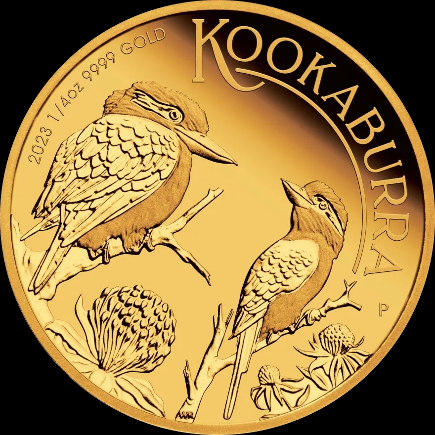 Kookaburra 1/4 uncji złota Proof 2023 - Front