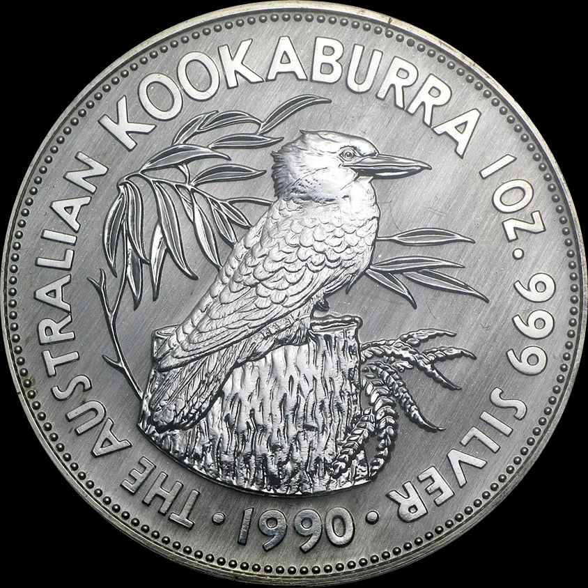Kookaburra 1 uncja srebra 1990 - Front