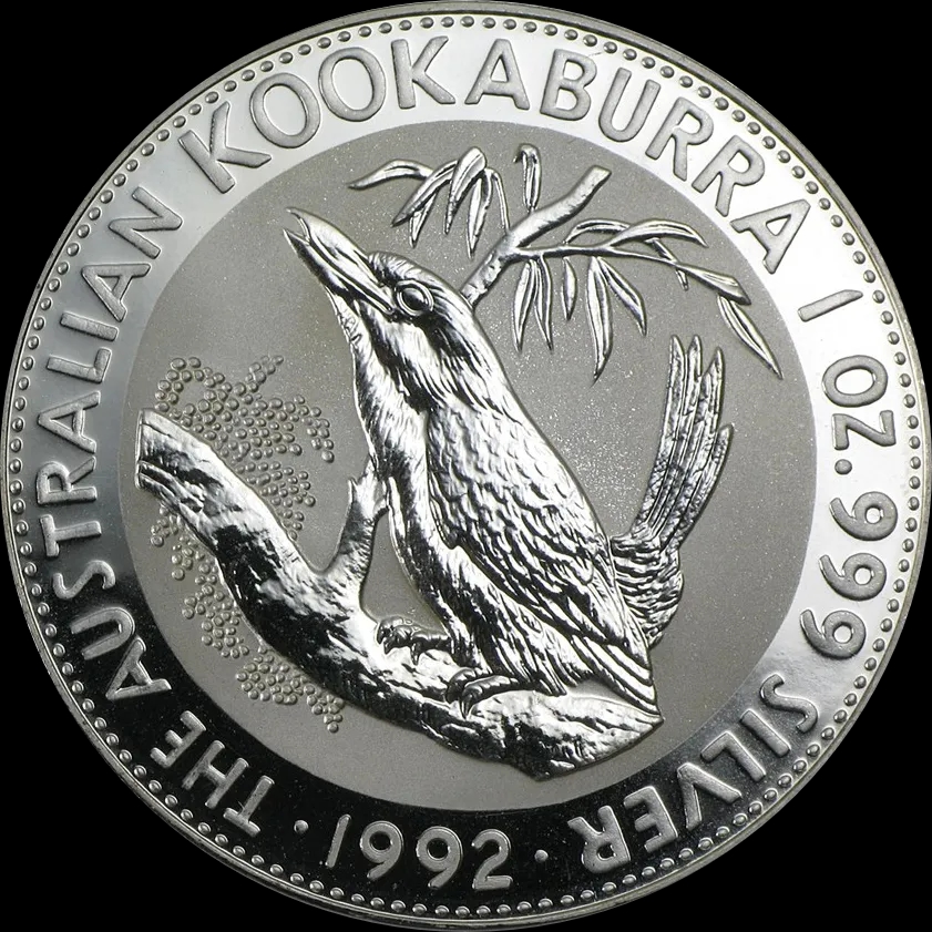 Kookaburra 1 uncja srebra 1992 - Front