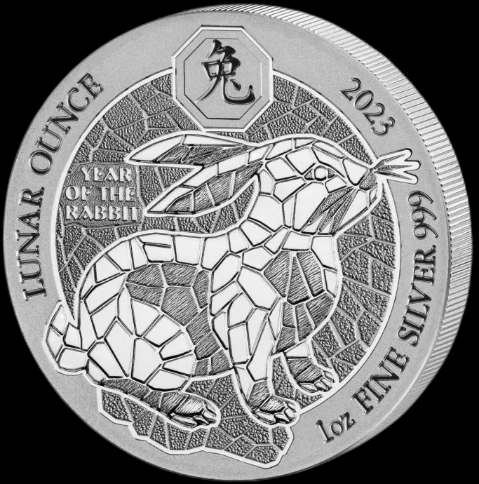 Rwanda Lunar Rok Królika 1 uncja srebra 2023 - Front