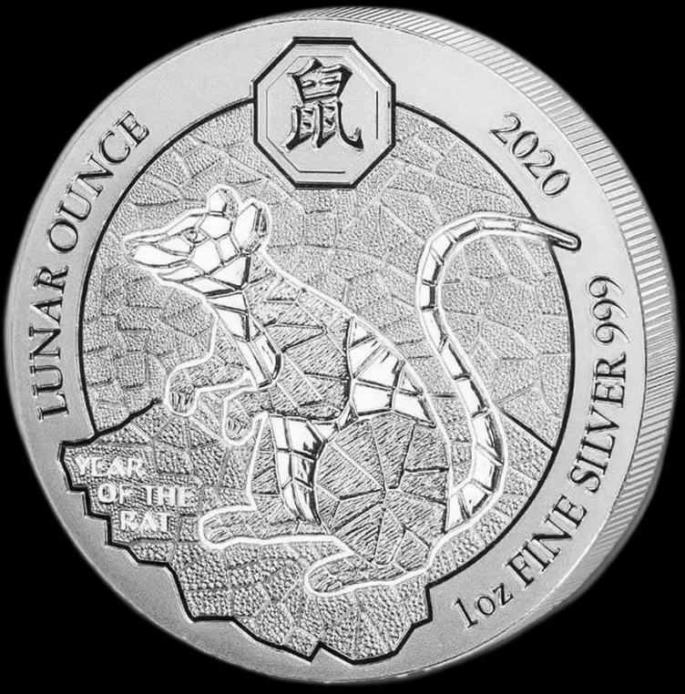 Rwanda Lunar Rok Szczura 1 uncja srebra 2020 - Front