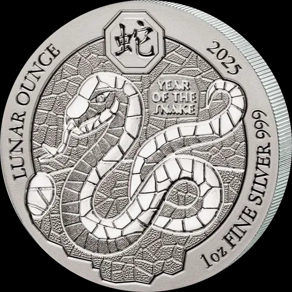 Rwanda Lunar Rok Węża 1 uncja srebra 2025 - Front