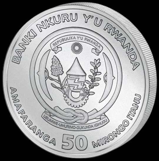 Rwanda Lunar Rok Wołu 1 uncja srebra 2021 - Back
