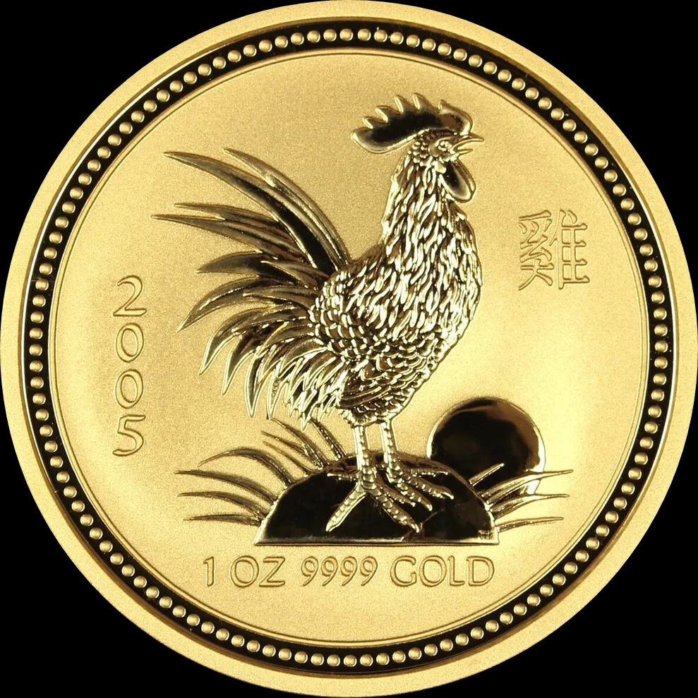 Lunar I Rok Koguta 1 uncja Złota 2005 - Front