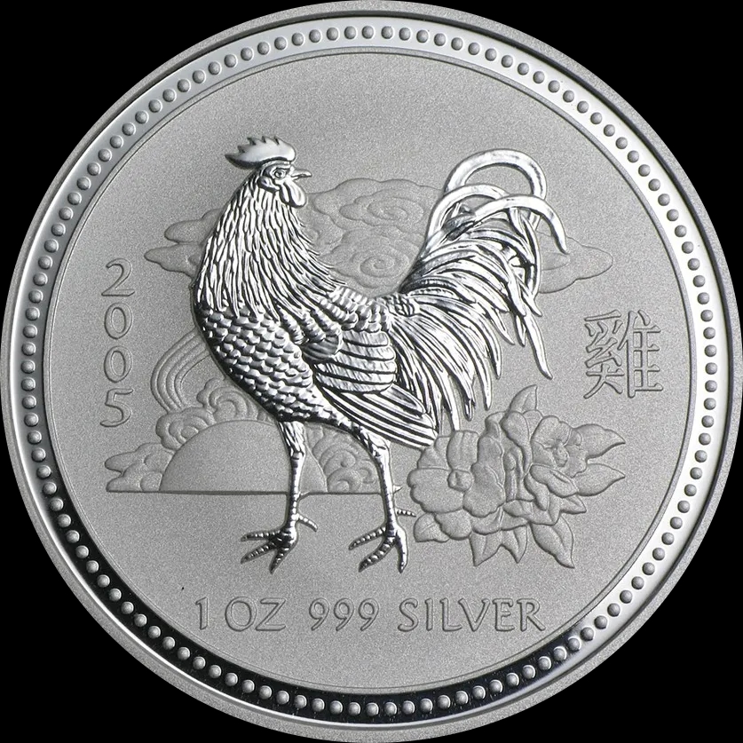 Lunar I Rok Koguta 1 uncja Srebra 2005 - Front