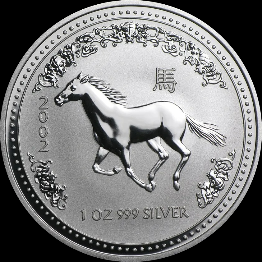 Lunar I Rok Konia 1 uncja Srebra 2002 - Front