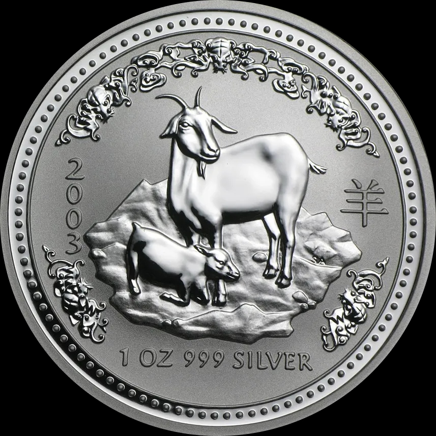 Lunar I Rok Kozy 1 uncja Srebra 2003 - Front