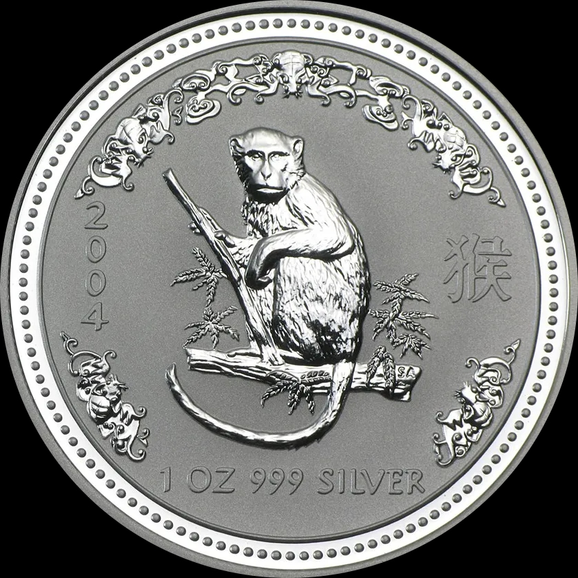 Lunar I Rok Małpy 1 uncja Srebra 2004 - Front
