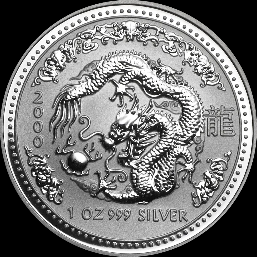 Lunar I Rok Smoka 1 uncja srebra 2000 - Front