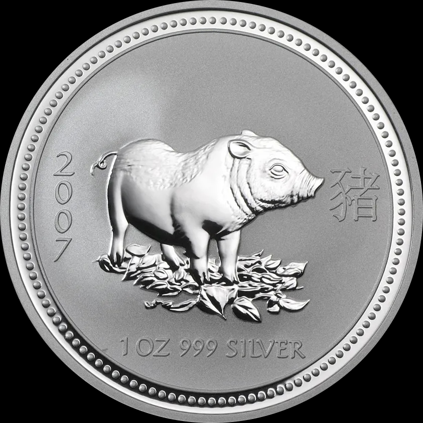 Lunar I Rok Świni 1 uncja Srebra 2007 - Front
