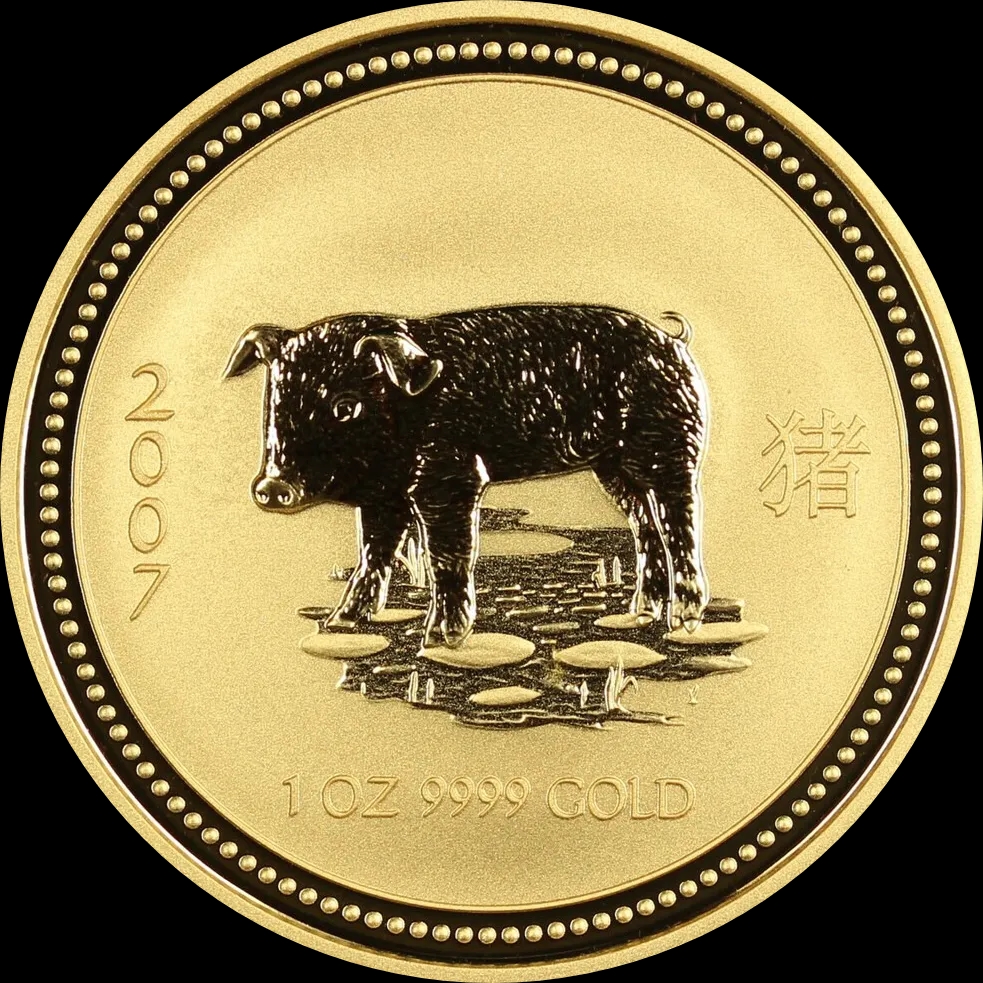 Lunar I Rok Świni 1 uncja Złota 2007 - Front