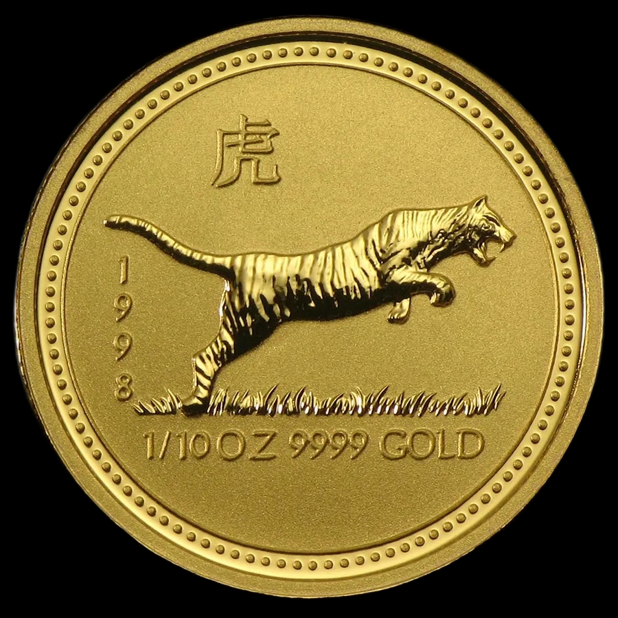 Lunar I Rok Tygrysa 1/10 uncji złota 1998 - Front