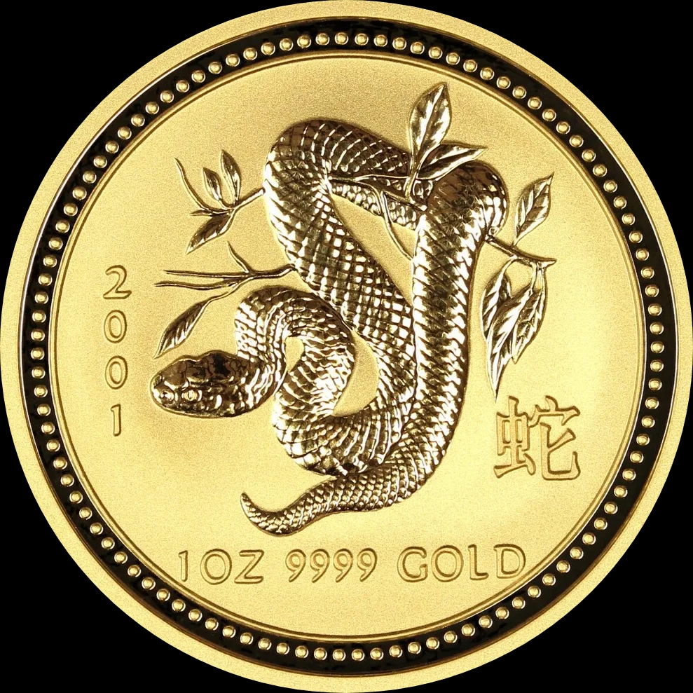 Lunar I Rok Węża 1 uncja Złota 2001 - Front