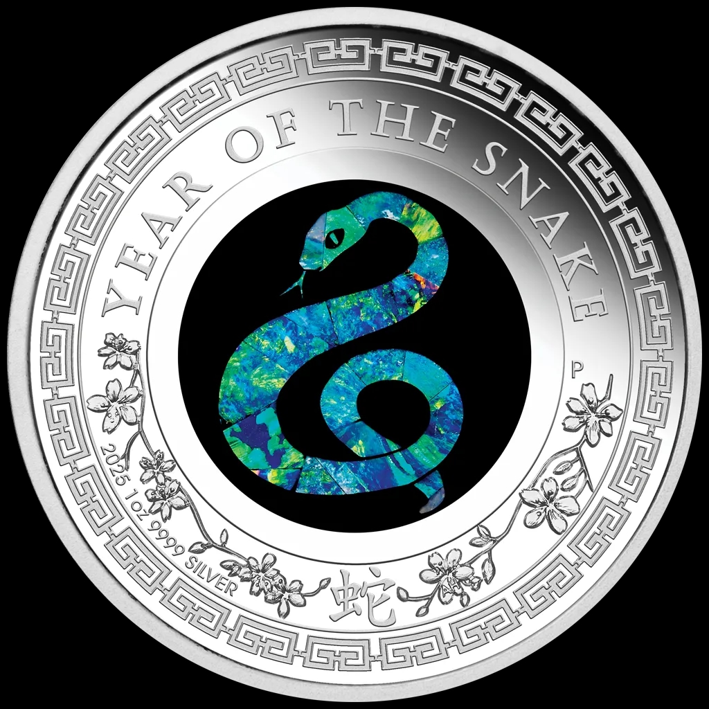 Lunar Rok Węża 1 uncja srebra 2025 Proof Opal - Front