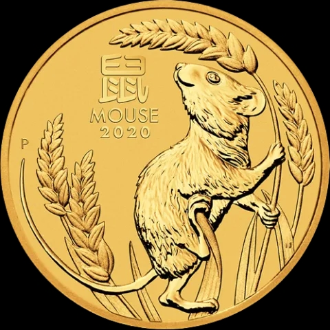 Lunar III Rok Myszy 2 uncje złota 2020 - Front