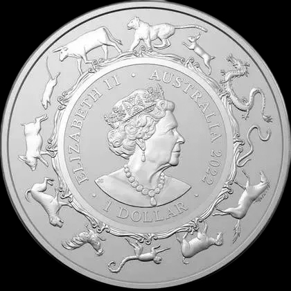 Lunar RAM Rok Tygrysa 1 uncja srebra 2022 - Back
