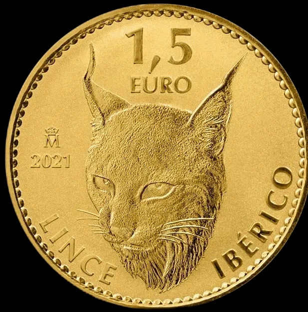 Hiszpański Ryś Iberyjski 1 uncja złota 2021 - Front