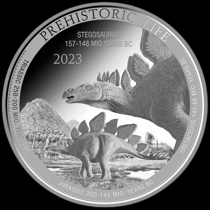 Prehistoric Life - Stegosaurus 1 uncja Srebra 2023 - Front