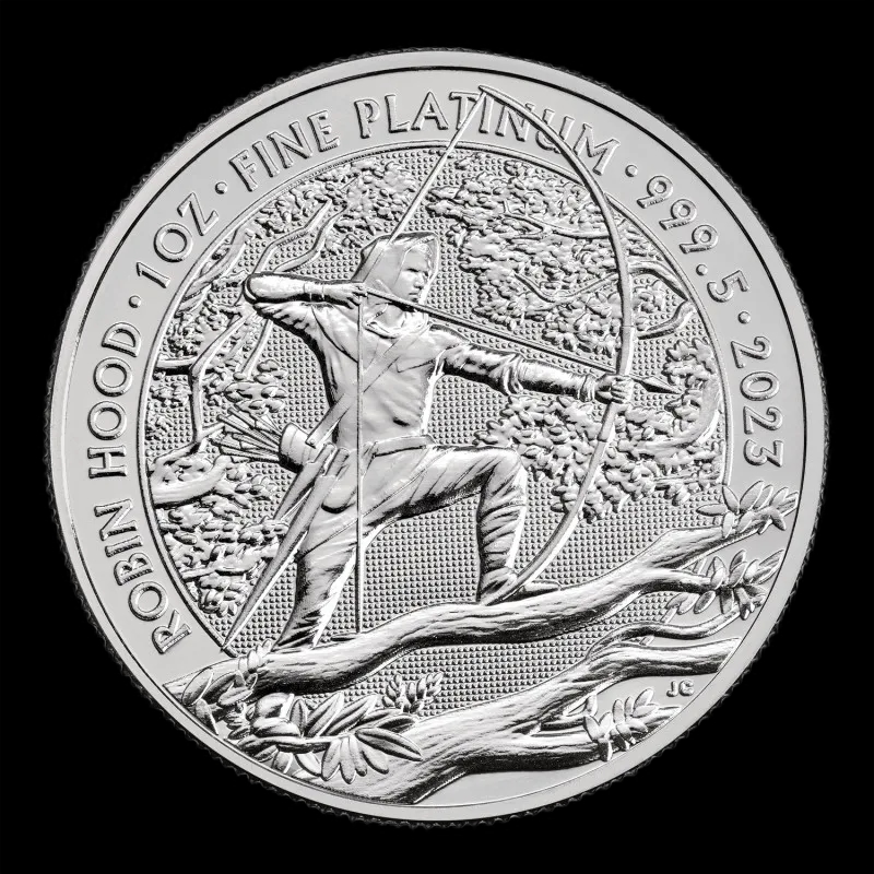 Mity i Legendy Robin Hood 1 uncja Platyny 2023 - Front