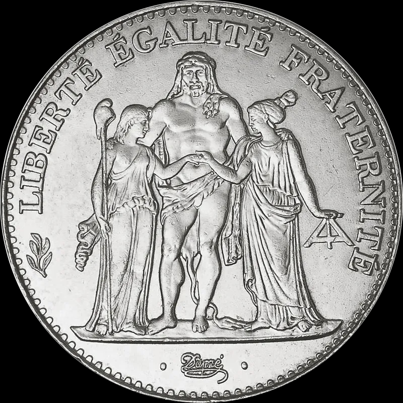 Srebrna Moneta 5 Franków Francuskich Herkules Losowe Lata - Front