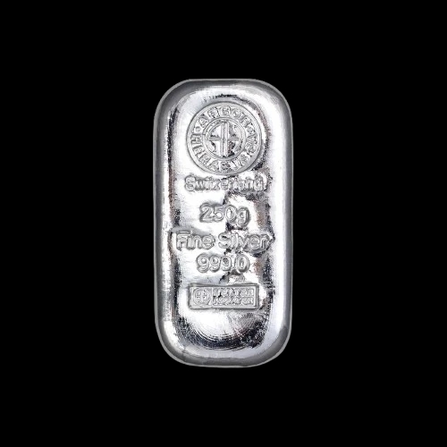Sztabka 250g srebra Argor-Heraeus Odlewana - Front